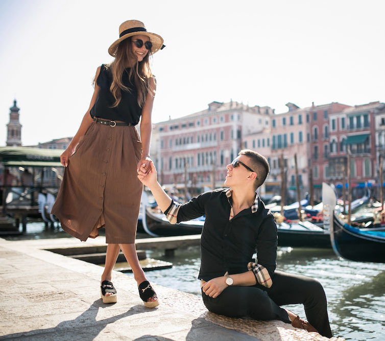 Couple on a honeymoon in Venice